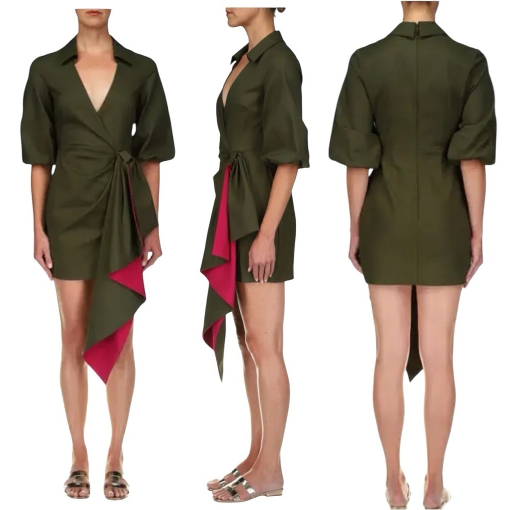 One33 Social Two-Tone Sash Detail Faux Wrap Cotton Blend Minidress Size 6 NEW
